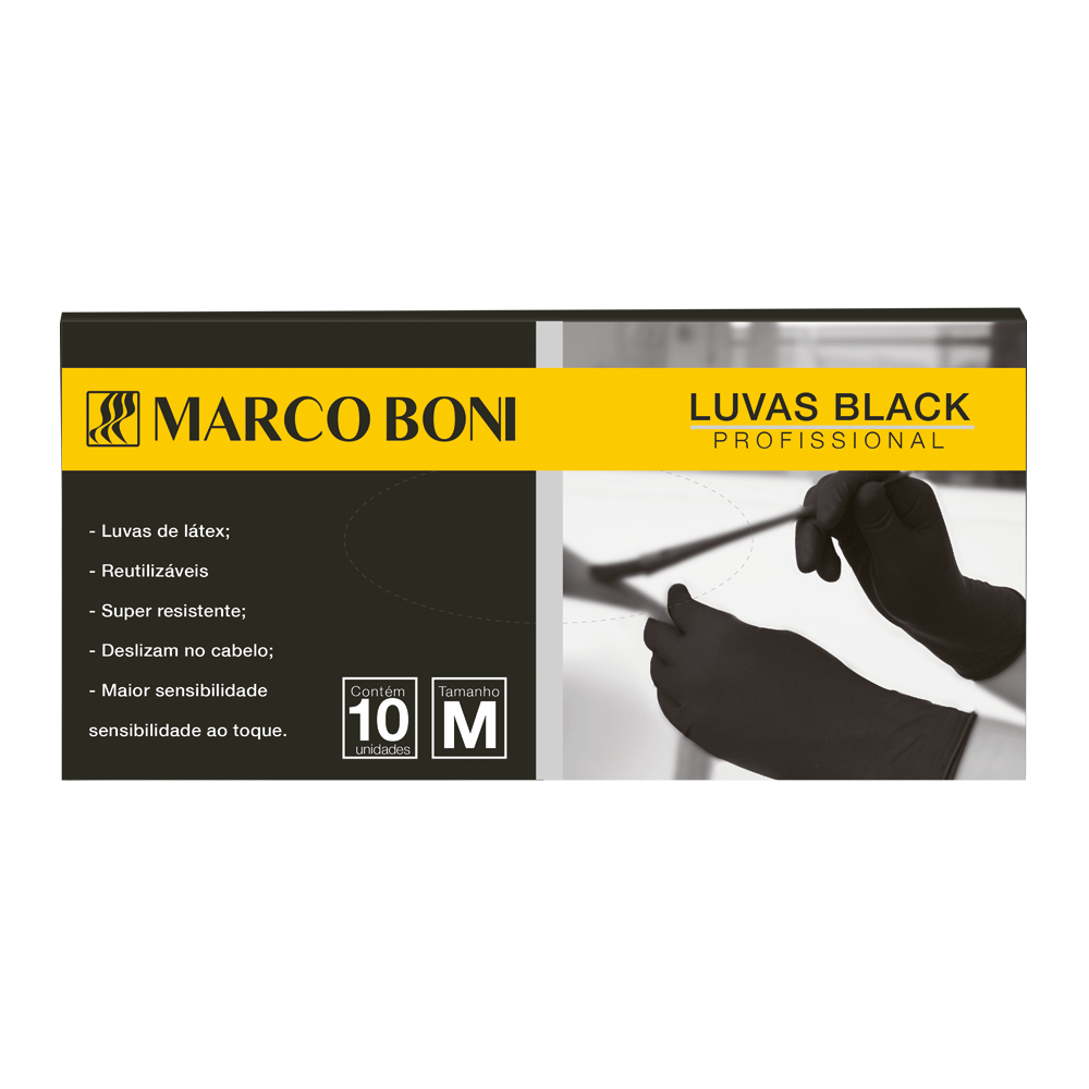 LUVA EM LÁTEX BLACK 10 UN. M