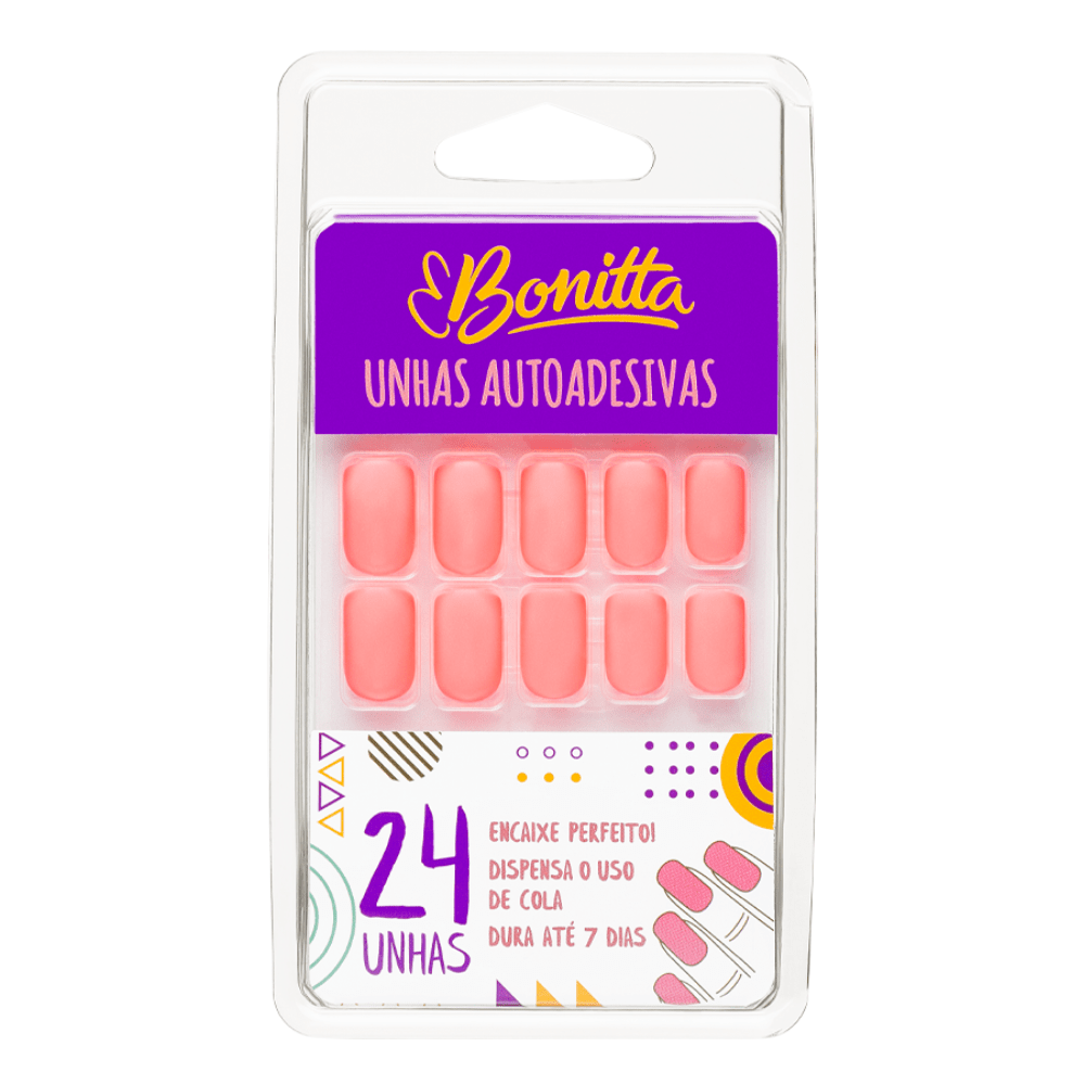 UNHAS POSTIÇAS COM ABA ADESIVA CORAL