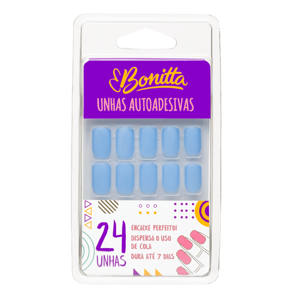 UNHAS POSTIÇAS COM ABA ADESIVA BABY BLUE - 655BT