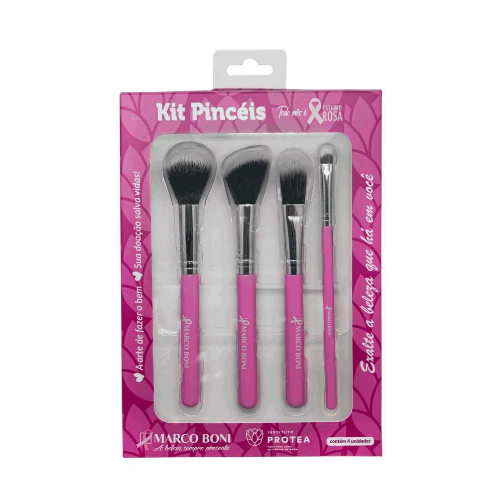 KIT PINCÉIS DE MAQUIAGEM OUTUBRO ROSA