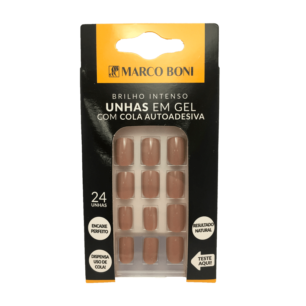 UNHAS POSTIÇAS COM ABA ADESIVA MARROM