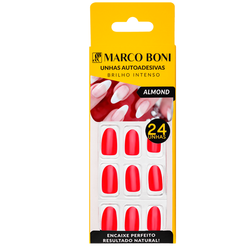 UNHAS AUTOADESIVAS ALMOND VERMELHO