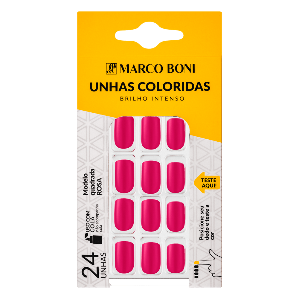 UNHAS POSTIÇAS SEM COLA QUADRADA ROSA